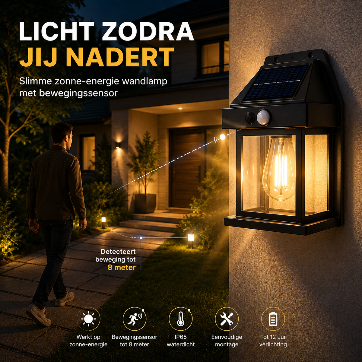 Solar Wandlamp met Sensor – Set van 4