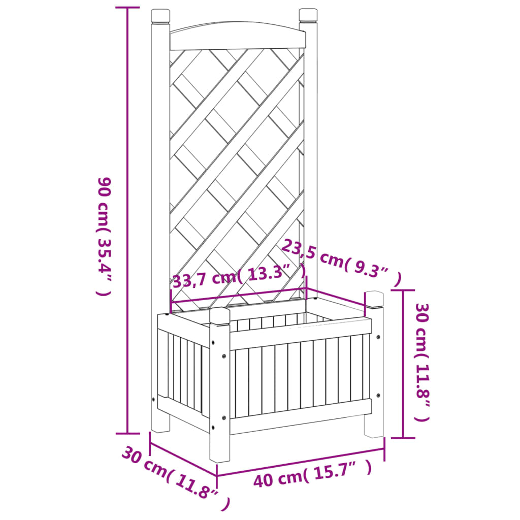 Houten Plantenbak met Klimrek – Tuin Plantenbak met Trellis