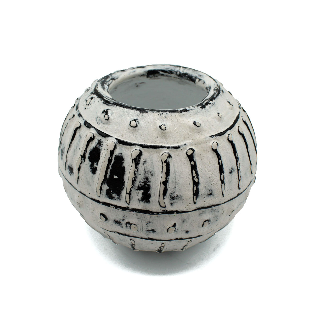 Terracottapot met bubbelstructuur – crème, 10 cm