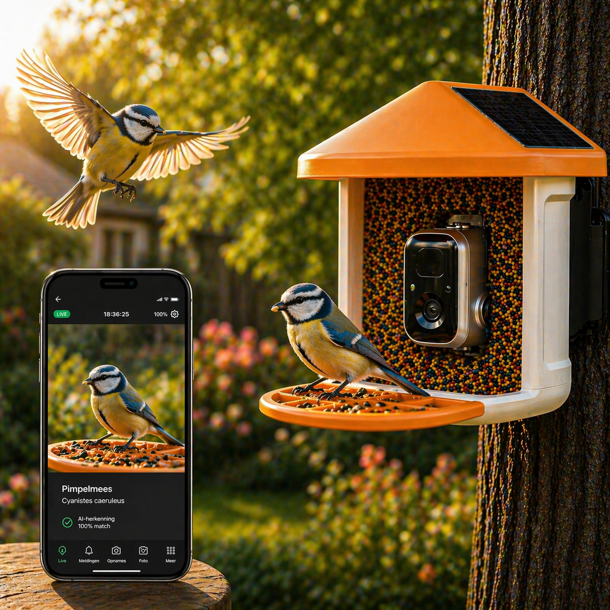 Slim vogelhuisje met LIVE camera