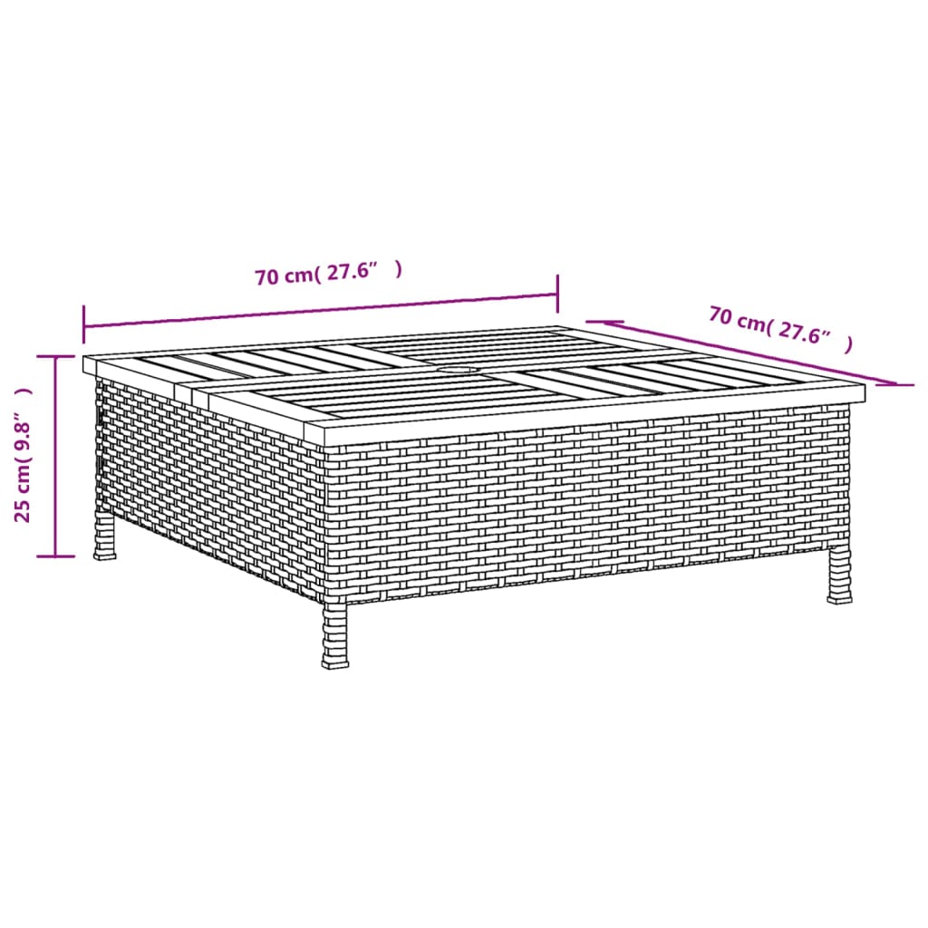 Tuintafel Rattan met Acaciahout