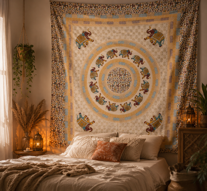 Bohemian Wandkleed Olifanten Mandala XL