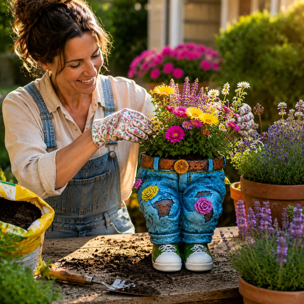 Jeans bloempot