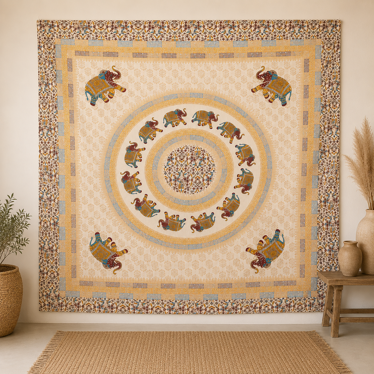 Bohemian Wandkleed Olifanten Mandala XL