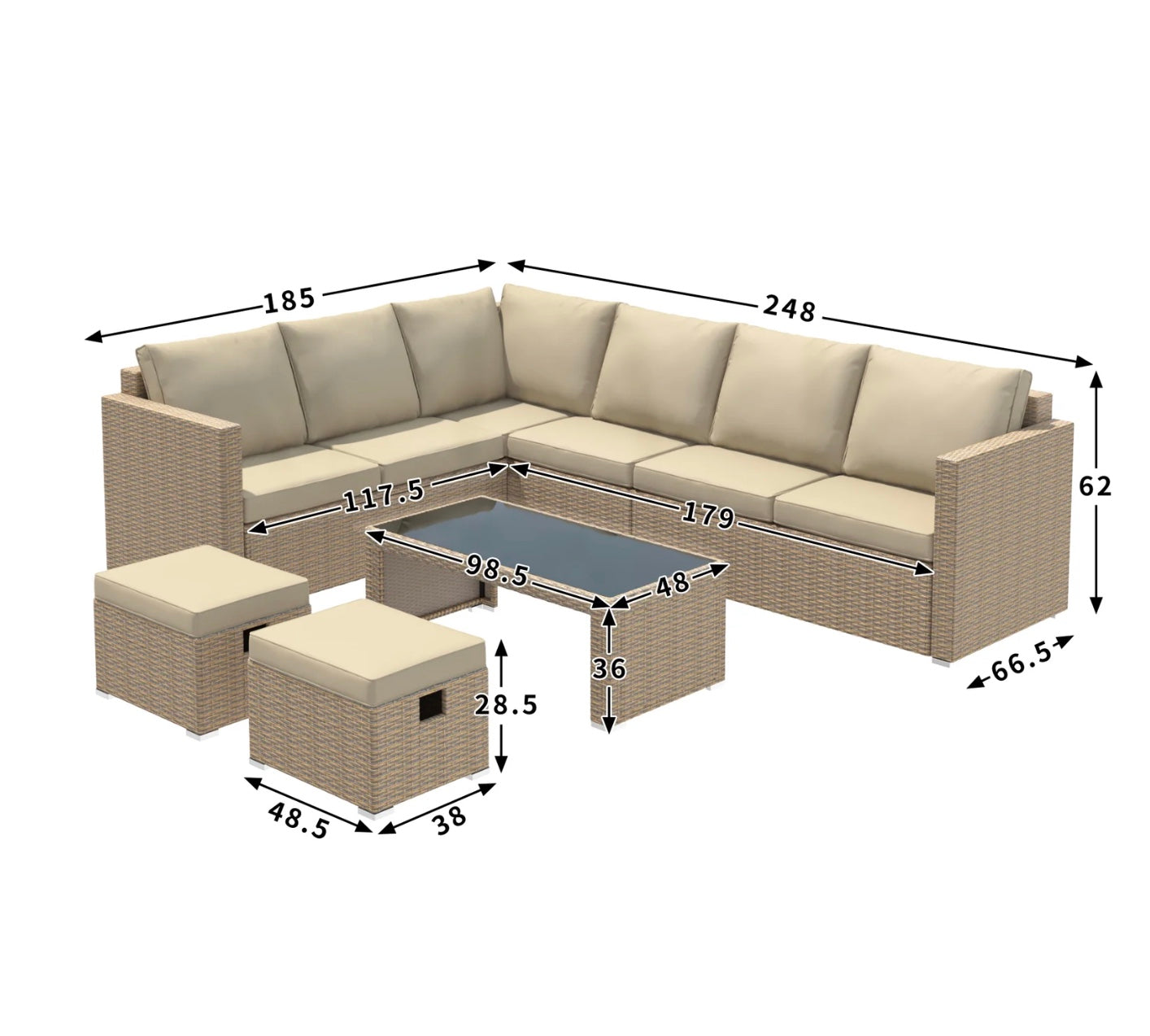 Luxe Rattan Hoek Loungeset 8 Personen