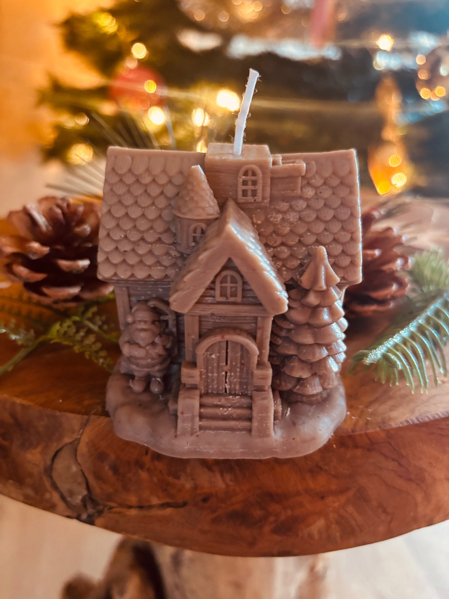 Luxe Handgemaakte Kerst Kaarsenset - Boom & Huisje in Cadeaubox