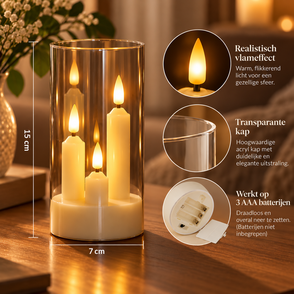 Vlamloze LED Kaarslamp