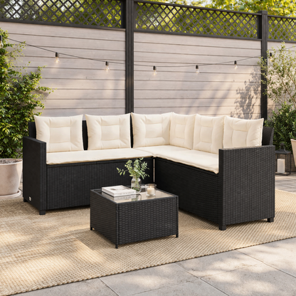 L-Vorm Loungeset Tuin met Tafel en Kussens