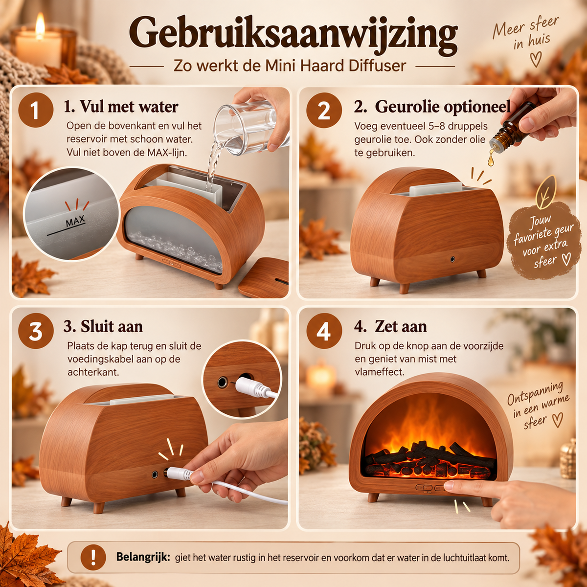 Aroma Diffuser met Haardvuur Effect