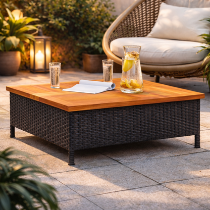 Tuintafel Rattan met Acaciahout