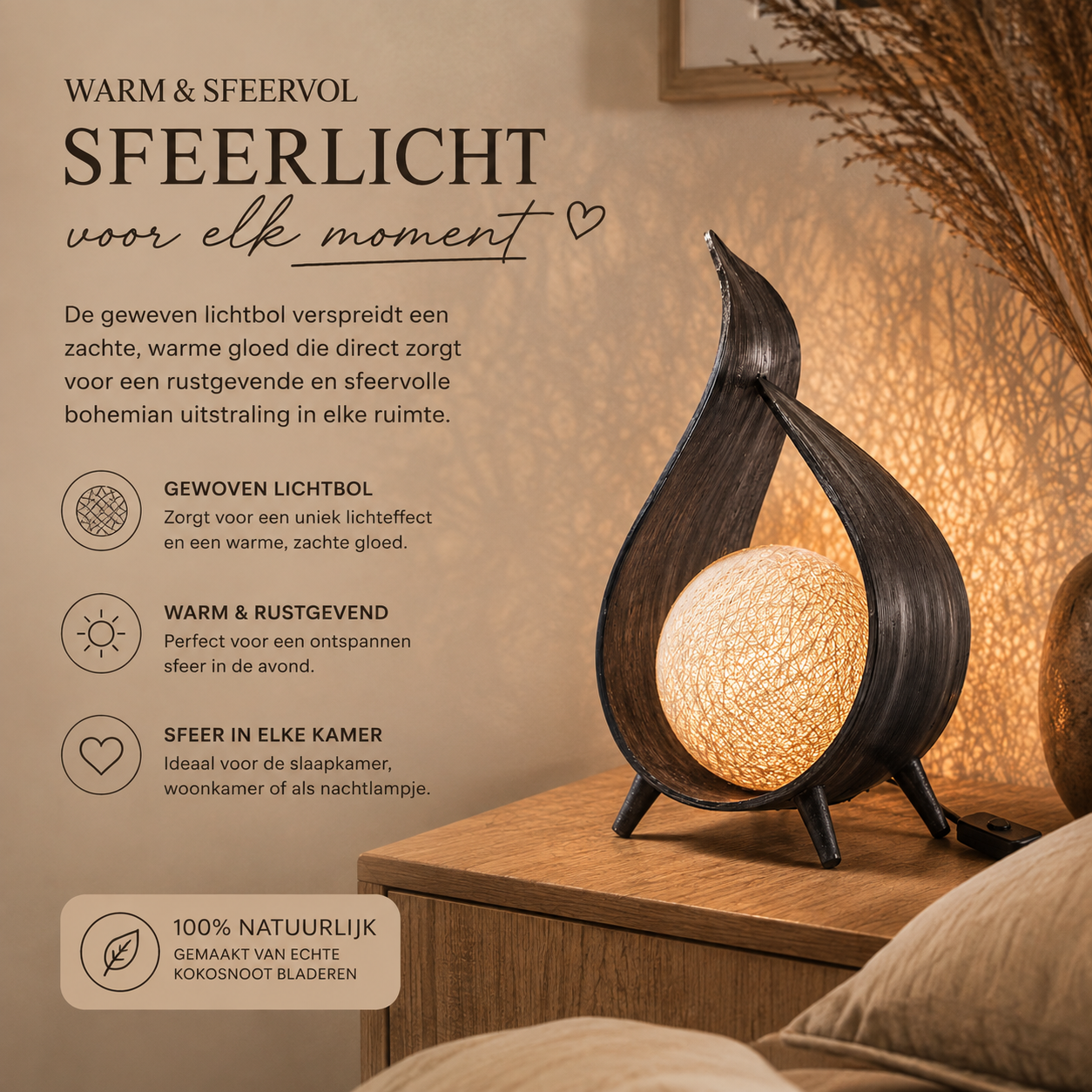Handgemaakte Kokoslamp