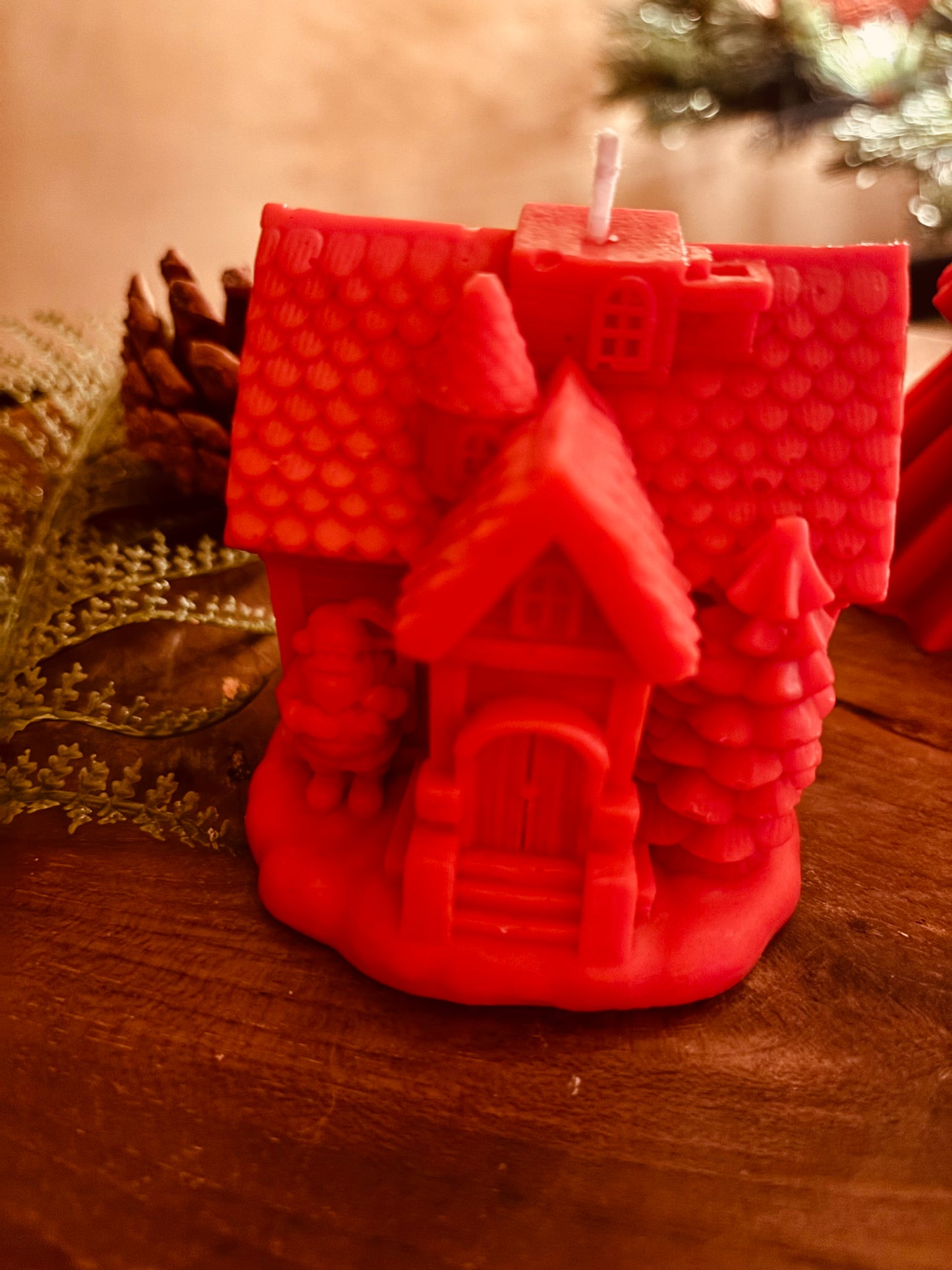 Luxe Handgemaakte Kerst Kaarsenset - Boom & Huisje in Cadeaubox