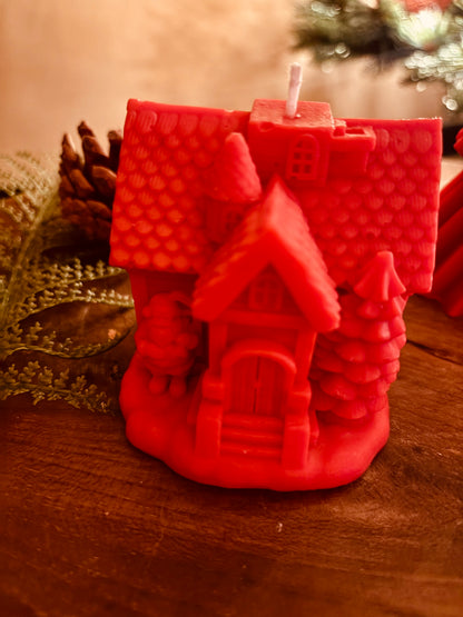 Luxe Handgemaakte Kerst Kaarsenset - Boom & Huisje in Cadeaubox