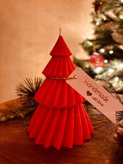 Luxe Handgemaakte Kerst Kaarsenset - Boom & Huisje in Cadeaubox