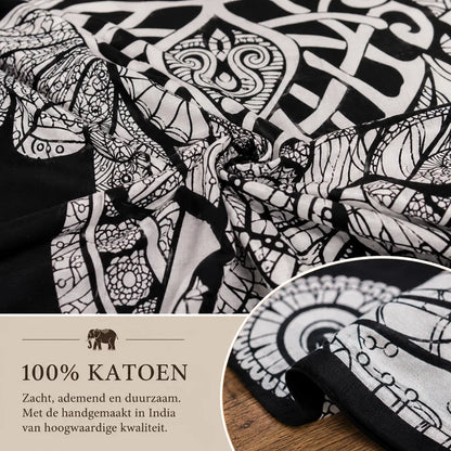 Tapiz de pared bohemio de elefante XL – Hecho a mano en India
