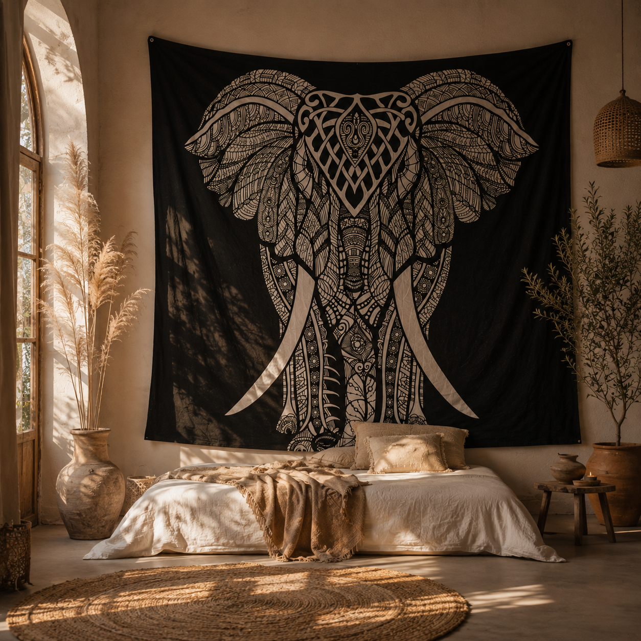 Bohemian Wandkleed Olifant XL – Handgemaakt in India