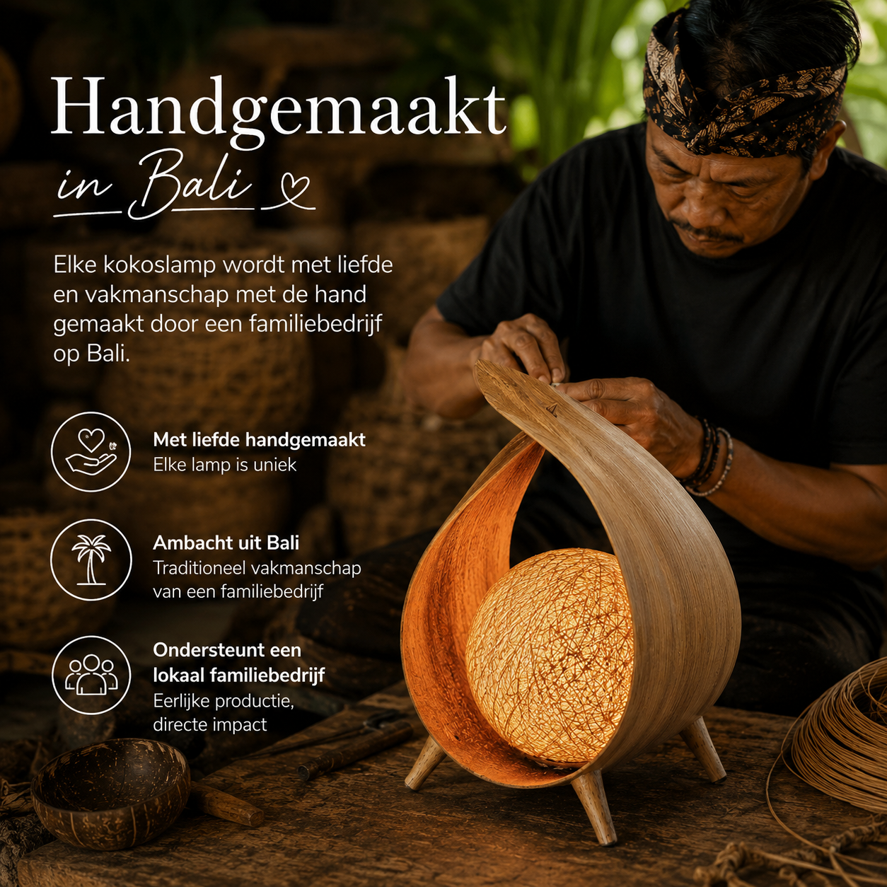 Handgemaakte Kokoslamp