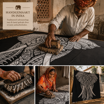 Bohemian Wandkleed Olifant XL – Handgemaakt in India
