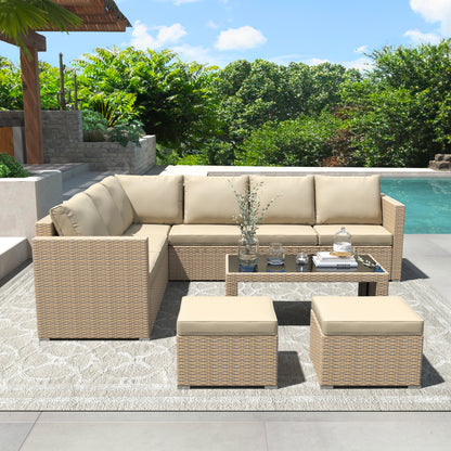 Luxe Rattan Hoek Loungeset 8 Personen