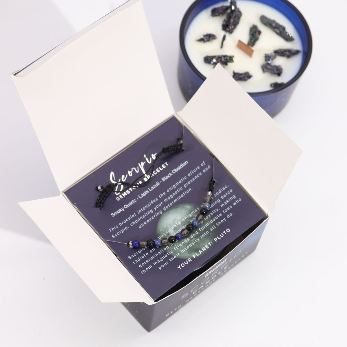 Sterrenbeeld Kaars + Edelsteenarmband – Schorpioen
