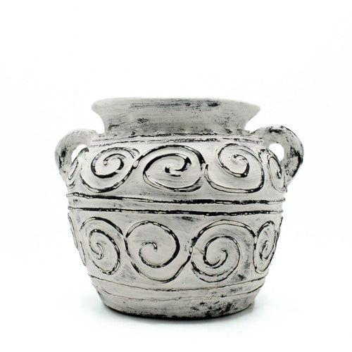 Terracottapot met oren – crème, 15 cm