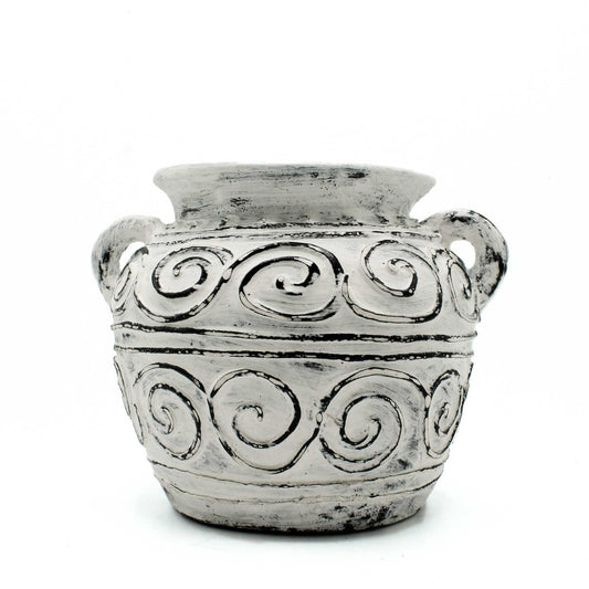 Terracottapot met oren – crème, 15 cm