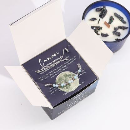 Sterrenbeeld Kaars + Edelsteenarmband – Kreeft