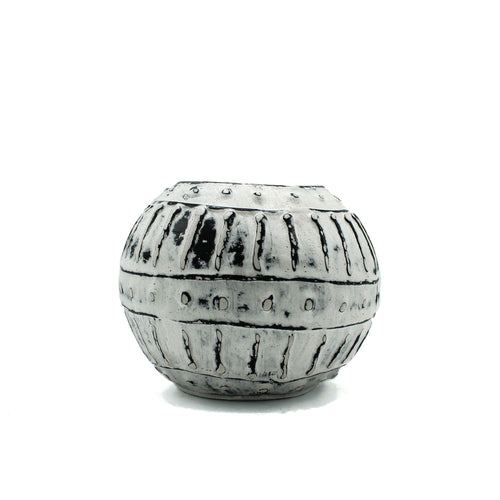 Terracottapot met bubbelstructuur – crème, 10 cm