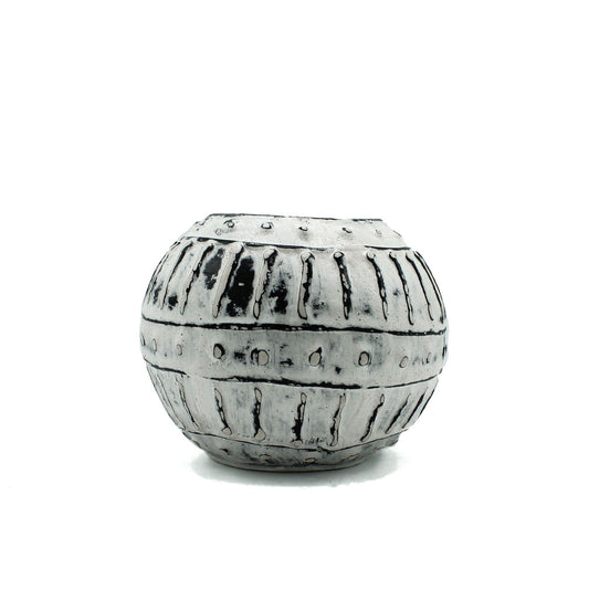 Terracottapot met bubbelstructuur – crème, 10 cm
