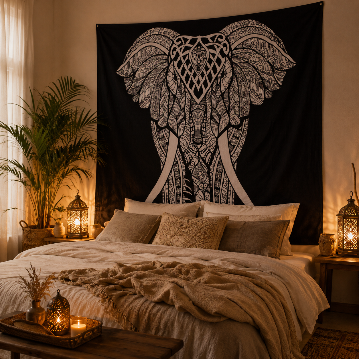 Bohemian Wandkleed Olifant XL – Handgemaakt in India