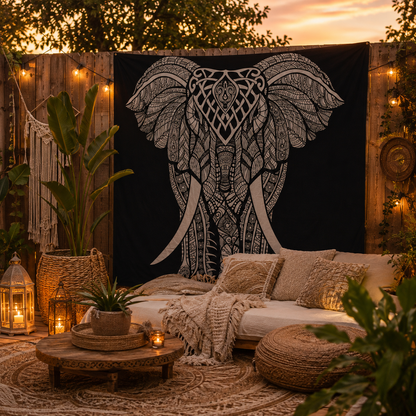 Bohemian Wandkleed Olifant XL – Handgemaakt in India
