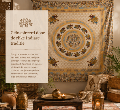 Bohemian Wandkleed Olifanten Mandala XL