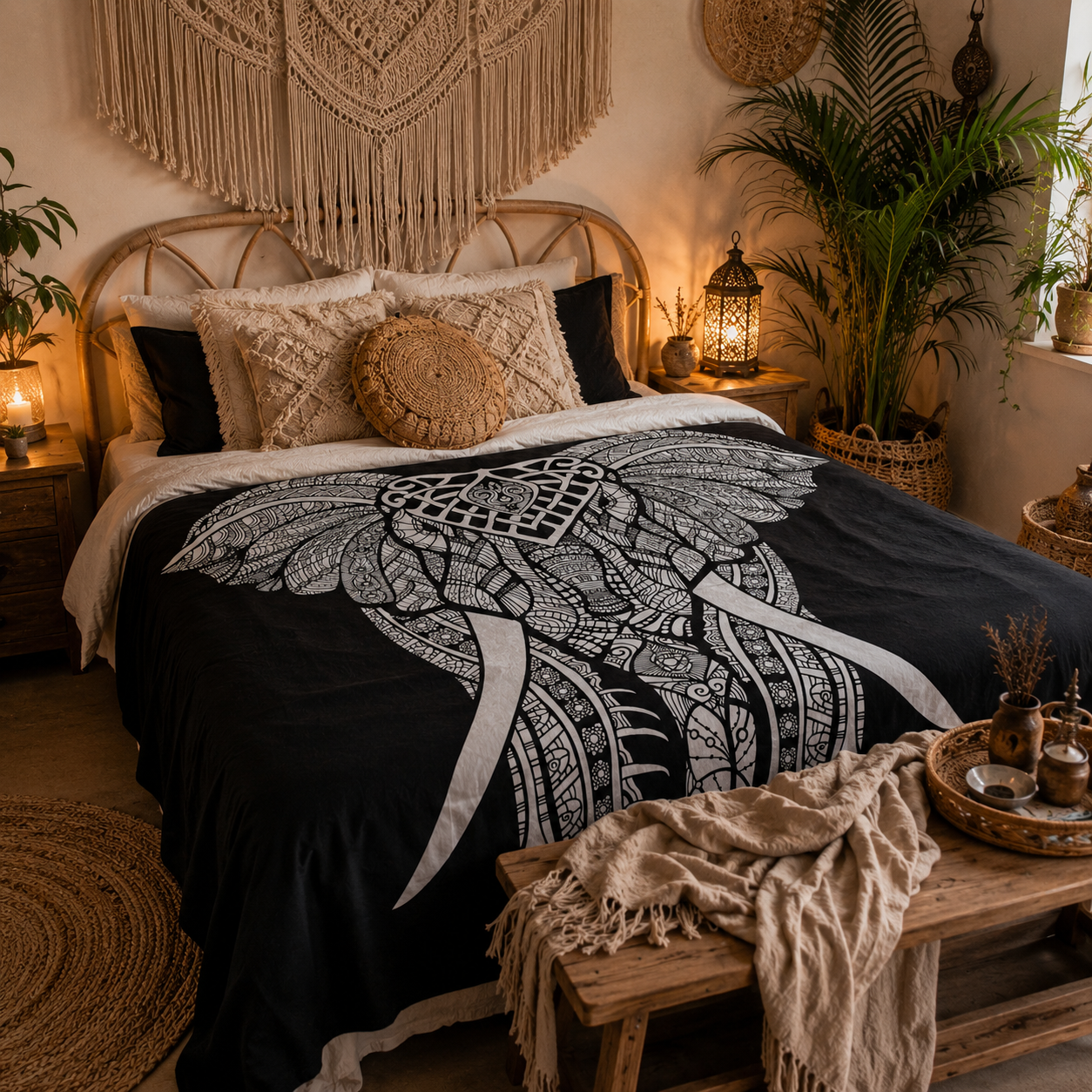 Bohemian Wandkleed Olifant XL – Handgemaakt in India